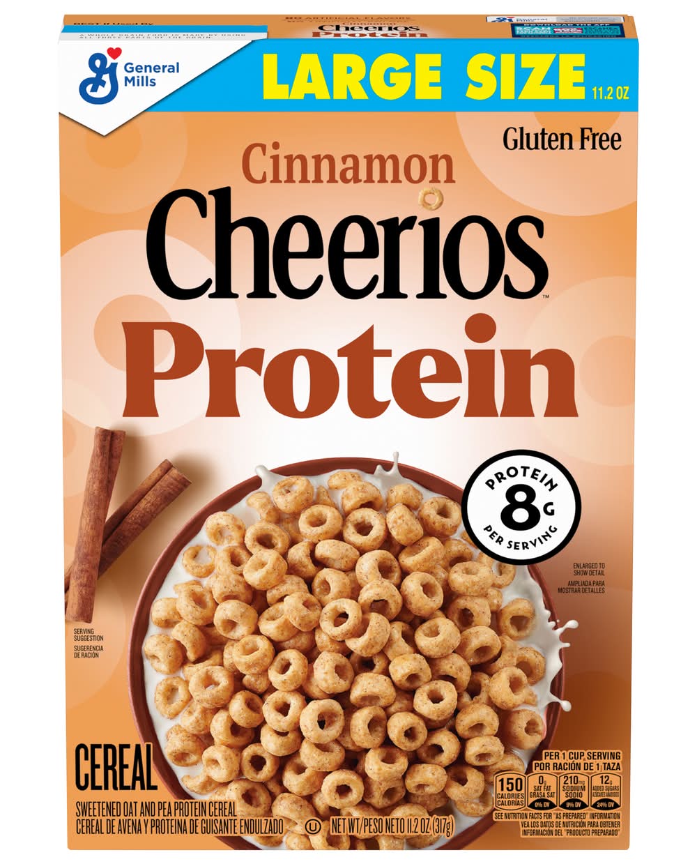 Cheerios Large Size Protein Breakfast Cereal, Cinnamon (11.2 oz)