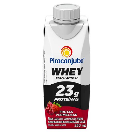 Piracanjuba bebida láctea uht whey 23g zero lactose sabor frutas vermelhas (250 ml)