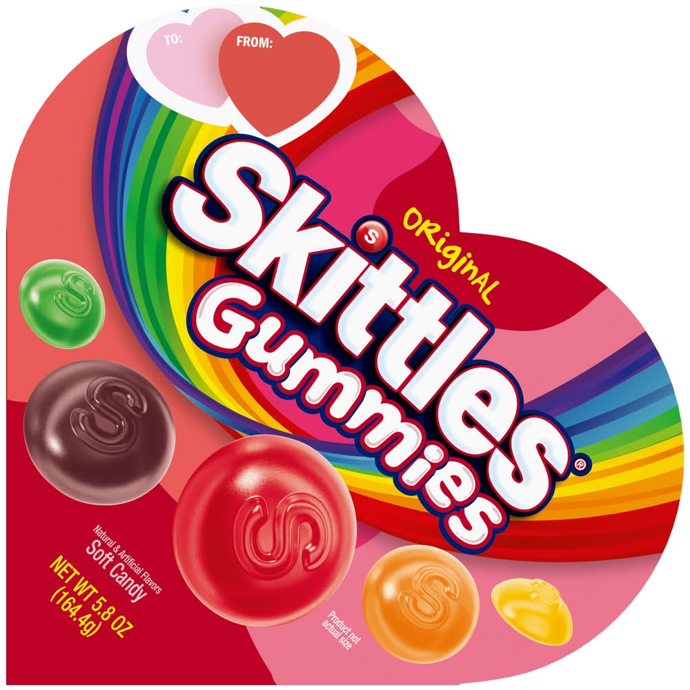 Skittles Valentine's Day Original Gummies Candy Heart Box, Assorted (5.8 oz)