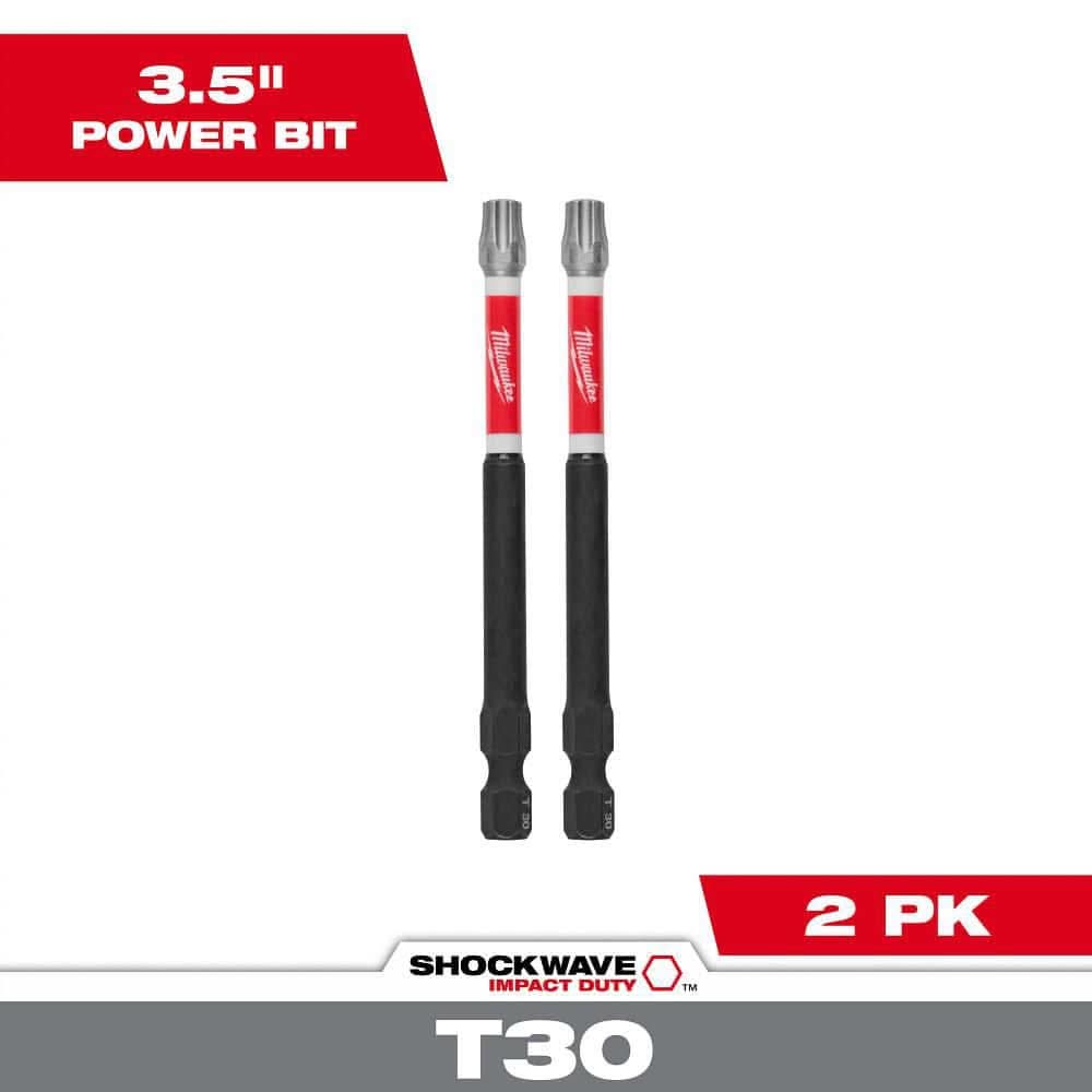 Milwaukee Shockwave Impact Duty 3-1/2 In. T30 Torx Alloy Steel Screw Driver Bit (2-Pack)