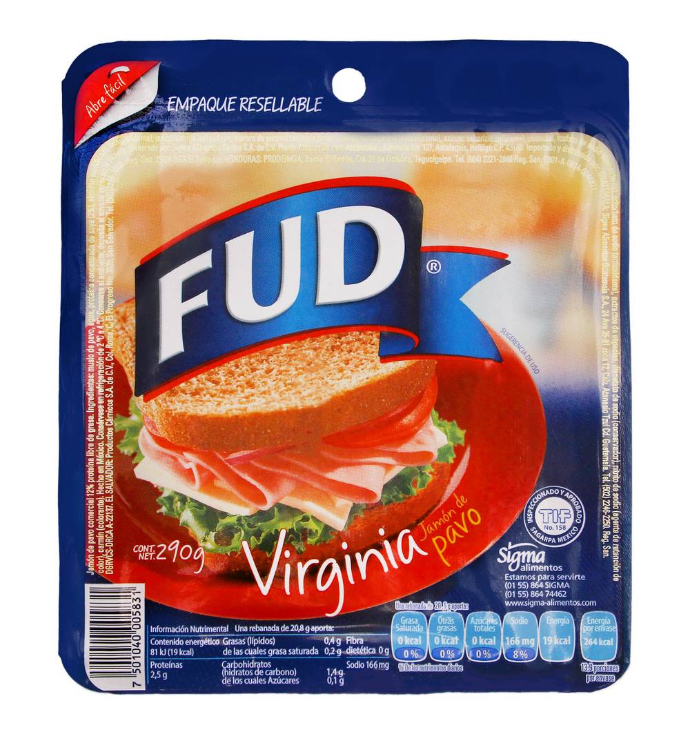 FUD · Jamón de pavo virginia (16 un)