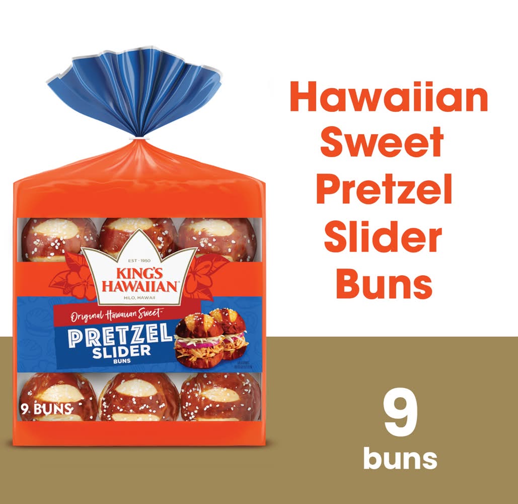 King's Hawaiian Original Hawaiian Slider Buns, Sweet Pretzel (11 oz, 9 ct)