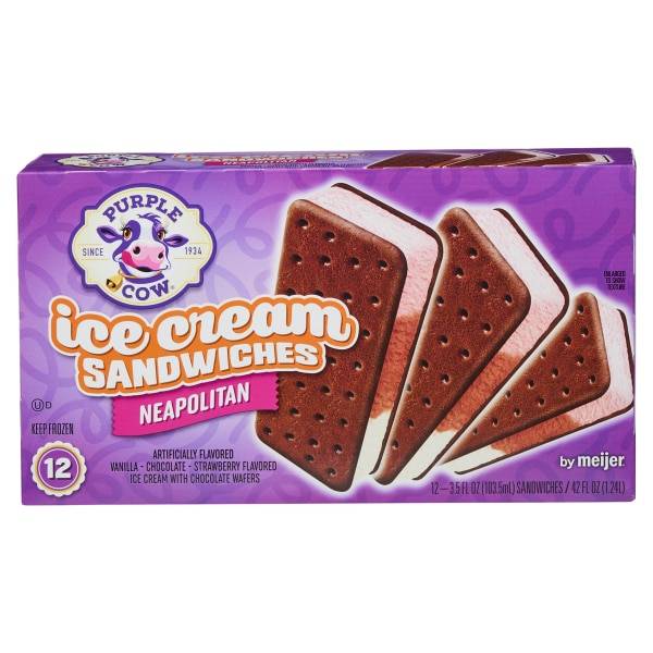 Purple Cow Neapolitan Ice Cream Sandwiches