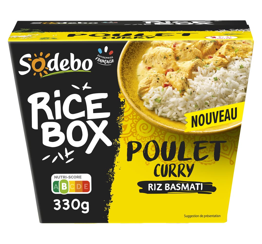 Sodebo - Rice box plat préparé riz basmati, poulet curry (330g)