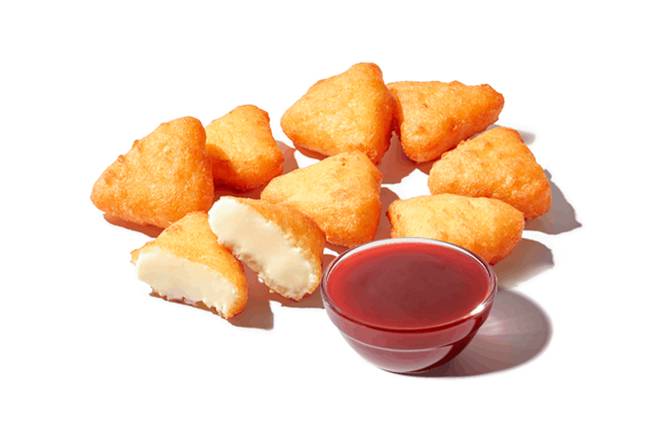 Fried Cheesecake Bites with Strawberry Sauce