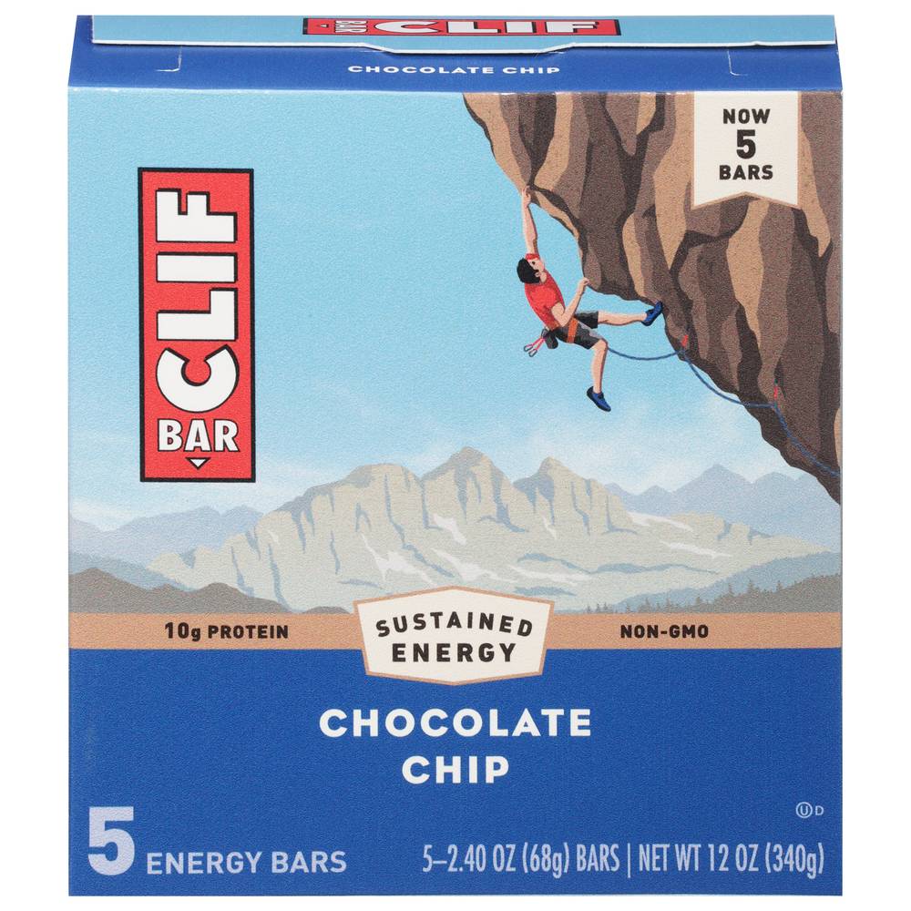 Clif Bar Energy Bars, Chocolate Chip (2.4 oz, 5 ct)