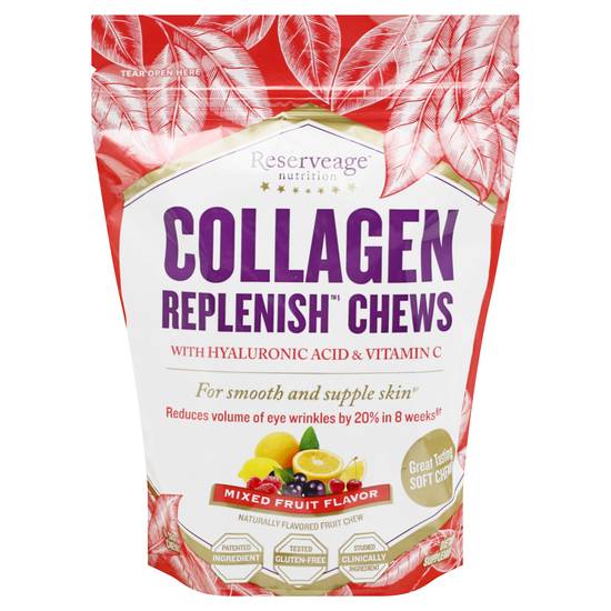 Reserveage Nutrition Replenish Chews Mixed Fruit Flavor Collagen (60 ct)