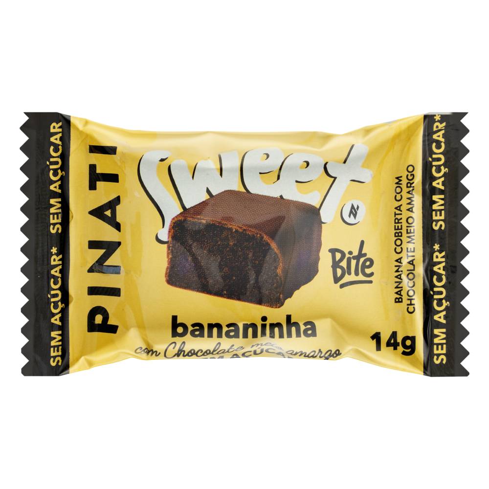 Pinati bananinha sweet bite com chocolate meio amargo sem açúcar (14 g)