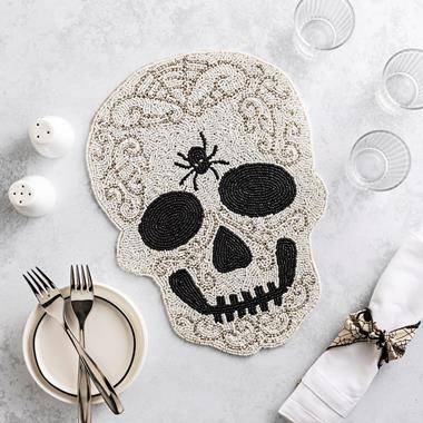 Halloween Beaded Skull Placemat