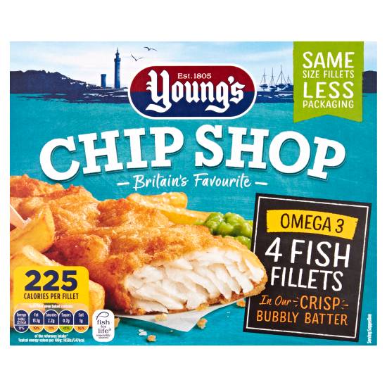 Young's Chip Shop 4 Omega 3 Fish Fillets 400g