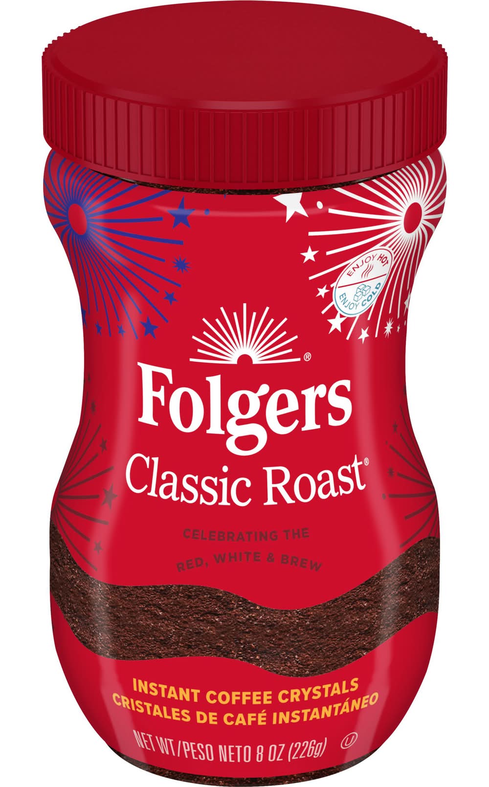 Folgers Instant Coffee Crystals, Classic Roast (8 oz)