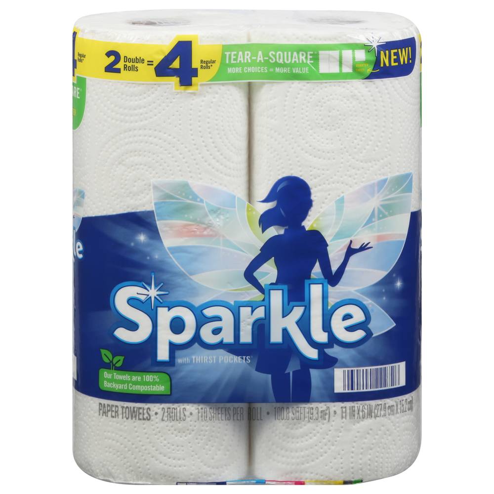 Sparkle Tear-A-Square Paper Towels White