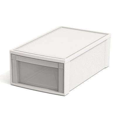 Caja apilable grande Simply Essential™ para almacenamiento bajo la cama color blanco