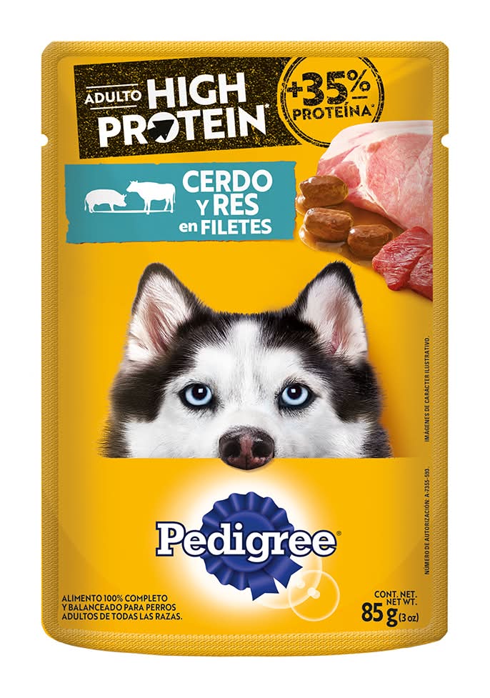 Pedigree · High protein alimento húmedo para perros, cerdo-res, Adulto-Todas las Razas (85 g)
