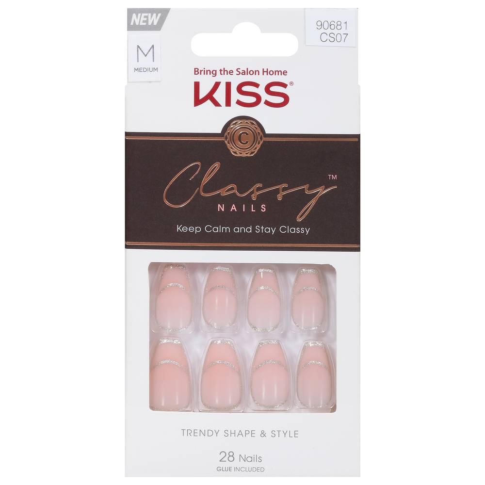 KISS Classy Nails Medium, Pink (28 ct)