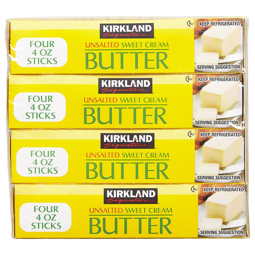 Kirkland Signature Unsalted Sweet Cream Butter, 16 oz, 4-count