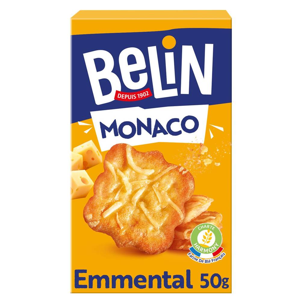 Biscuits apéritifs crackers à l'emmental Monaco BELIN - La boîte de 50 g