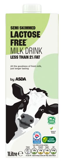 ASDA Lactose Free Semi Skimmed Milk (1L)