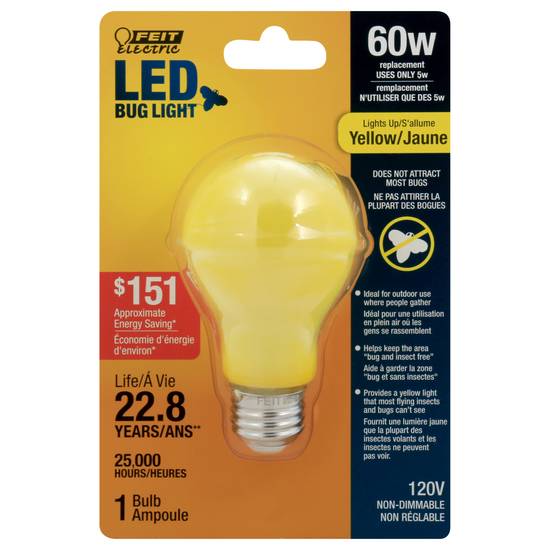 Feit Electric 60w Yellow Led Bug Light Bulb