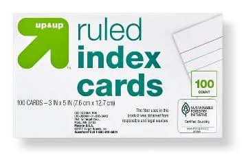up&up Ruled Index Cards, 3" x 5", White (100 ct)