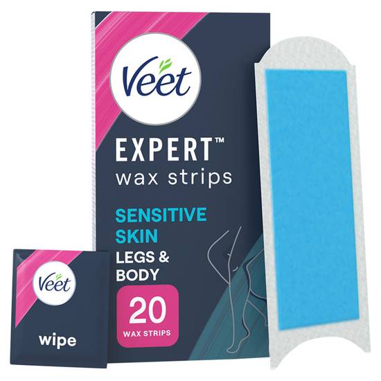 Veet 20 Expert Legs & Body Wax Strips with Almond Oil