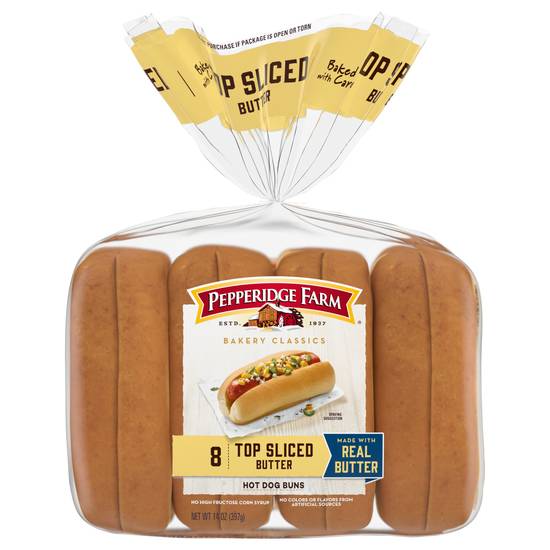 Pepperidge Farm Top Sliced Butter Hot Dog Buns (8 ct)