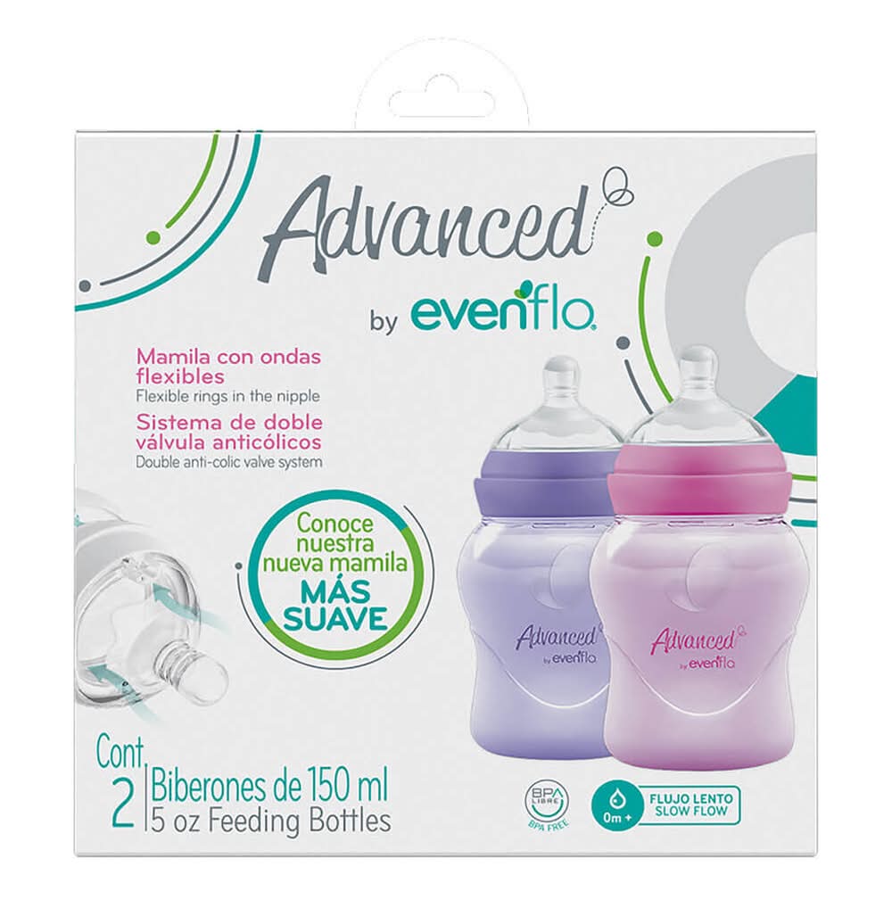 Evenflo · Biberón advanced flujo lento 150 ml (2 un)