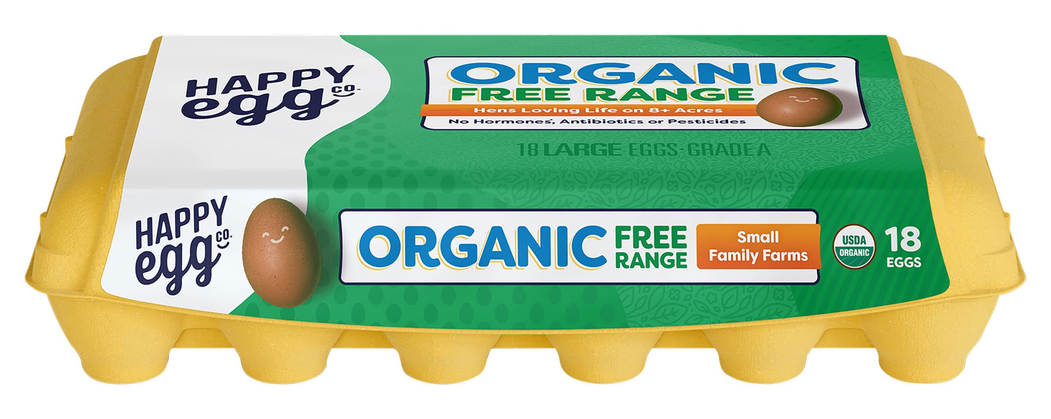 Happy Egg Co. Organic Free Range Grade a Eggs, L, Brown (36 oz, 18 ct)