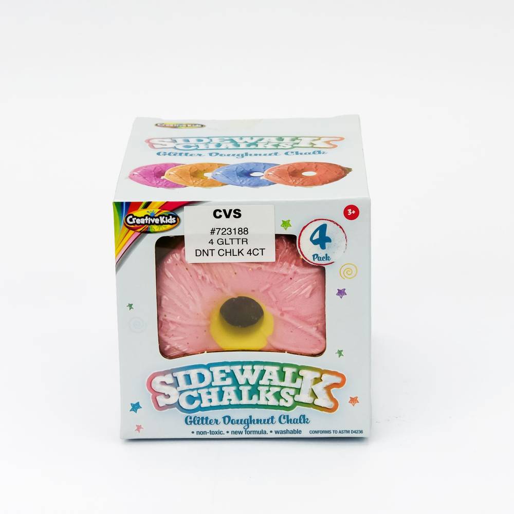 Creative Kids Sidewalk Chalk, Glitter Doughnut, 4 Ct