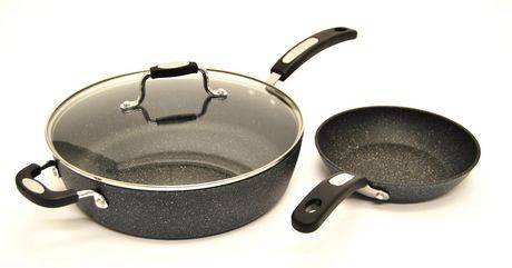 Starfrit The Rock Classic Non Stick Deep Frypan With Lid + the Rock Skillet (2 ct)