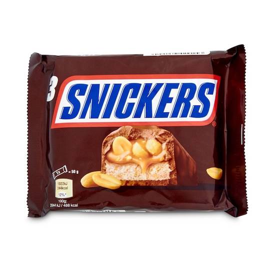 Barritas Chocolate Caramelo y Cacahuetes Snickers 150 Gr.