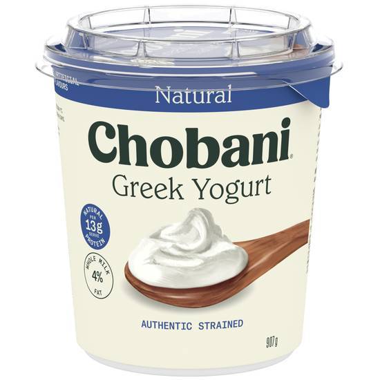 Chobani Natural Authentic Strained Greek Yoghurt (907g)