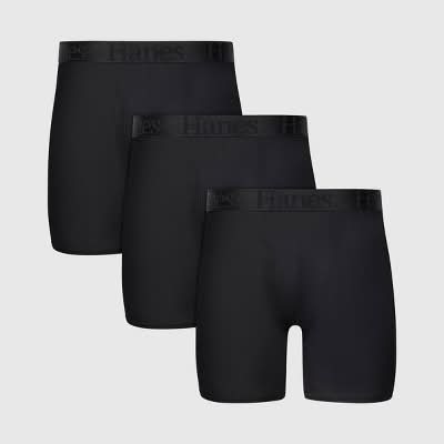 Hanes Originals Premium Supersoft Boxer Briefs, M, Black (3 ct)