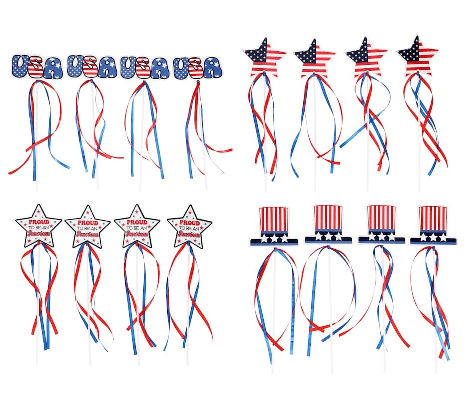 Patriotic Wands With Ribbons, Assorted Styles, 4-ct.