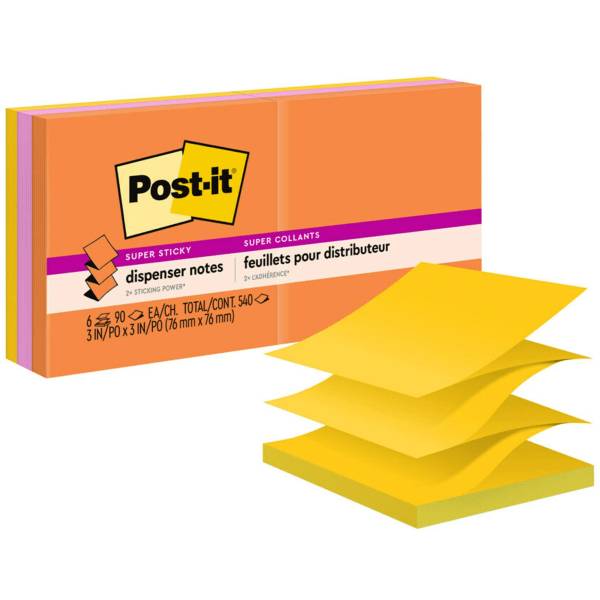 Post-It Super Sticky Pop-Up Notes, 3 in X 3 In, Rio De Janeiro Collection (6 pads/ct)