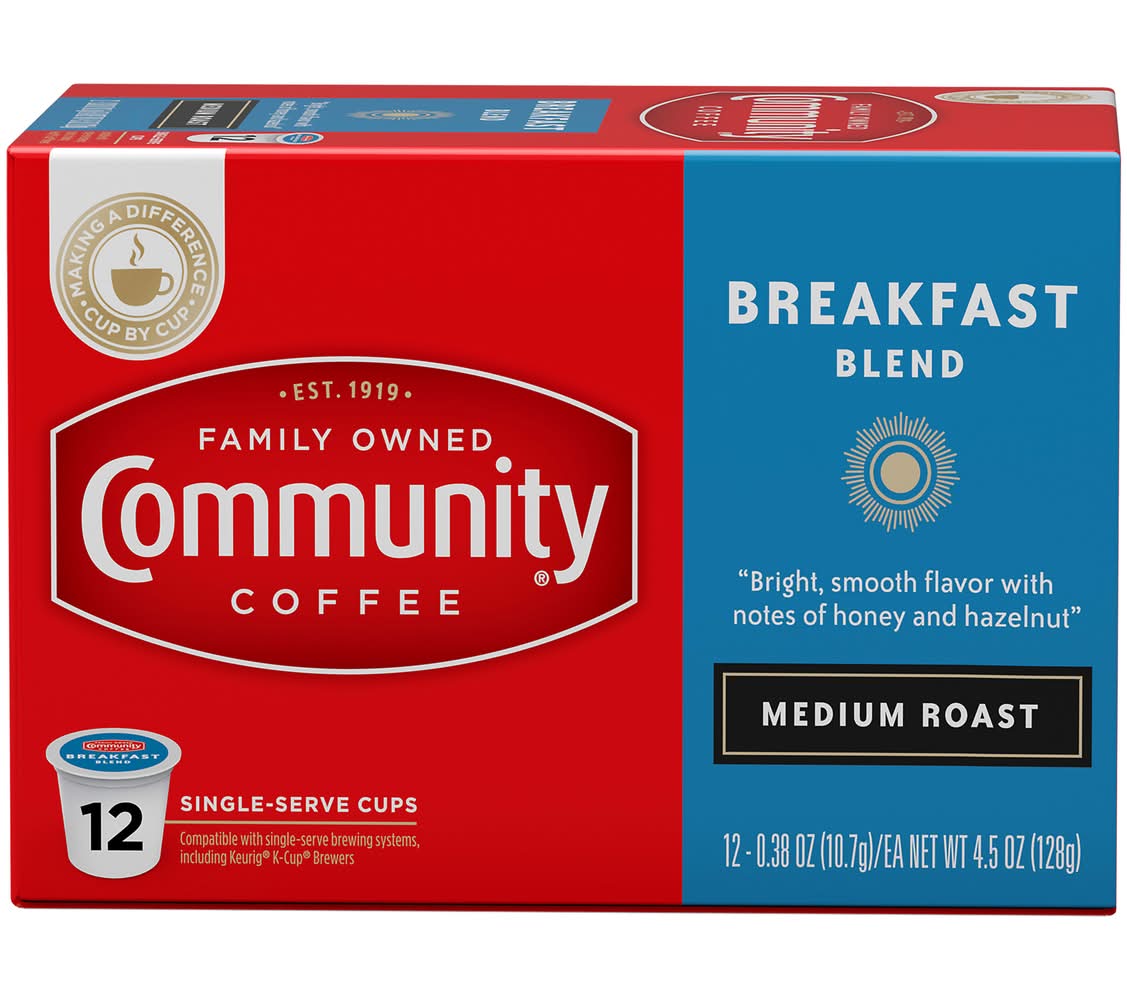 Community Coffee Breakfast Blend Medium Roast Coffee Coffee (4.5 oz, 12 ct)