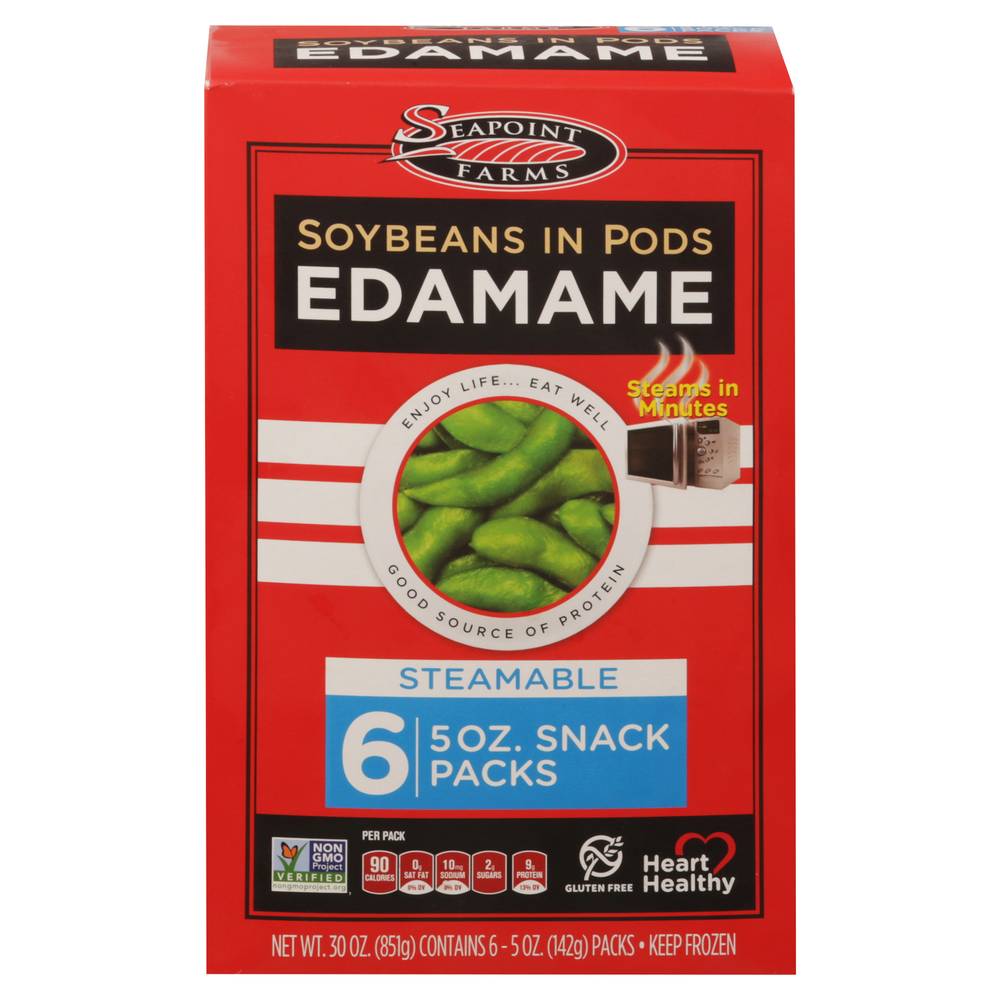 Seapoint Farms Frozen Edamame Soybeans in Pods (30 oz, 6 ct)