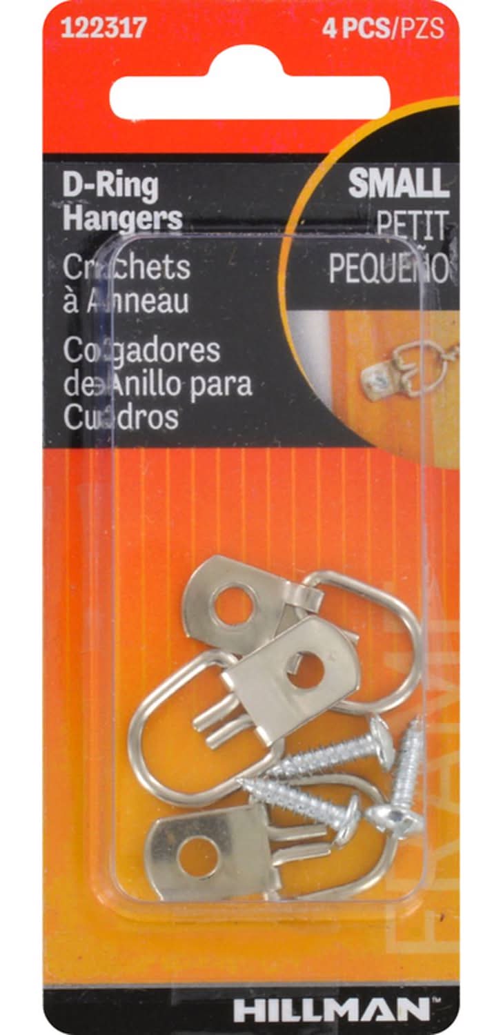 Hillman Zinc Silver Small D-Ring Hanger 1 Lb 4 Pc