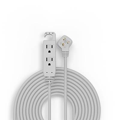 Staples 15' Extension Cord 3-outlet With Safety Covers ( gray)