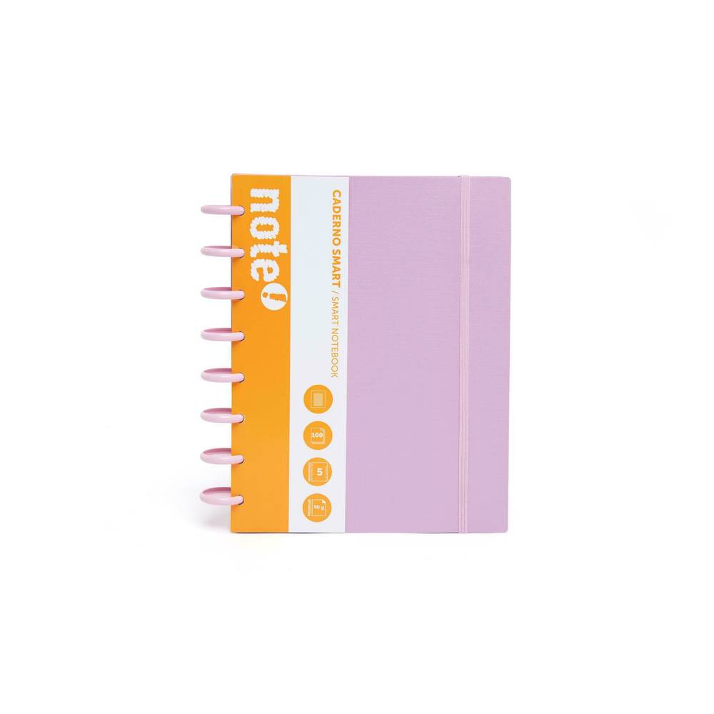 Caderno Smart A5 Elástico/Separador 100 folhas Rosa Pastel