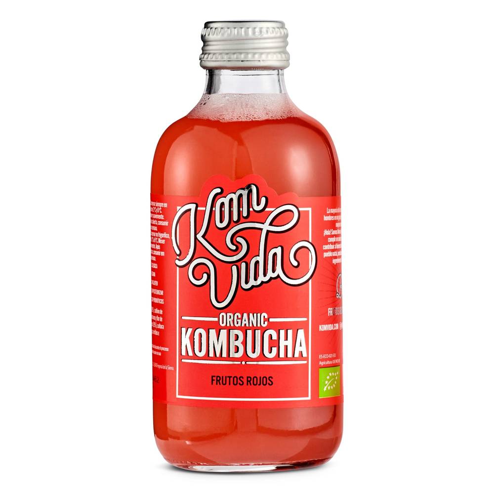 Bebida De Kombucha Con Frutos Rojos Komvida Botella 250 Ml