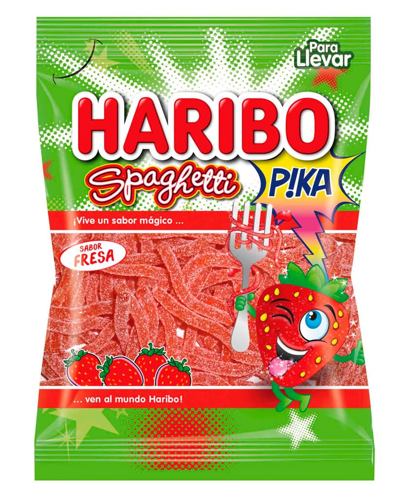 Haribo - Gomas spaghetti pica morango, 80g
