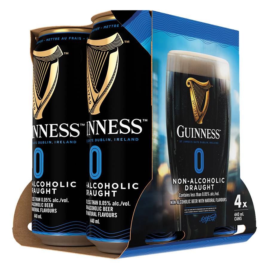 Guinness 0 Non-Alcoholic Draught Beer (4 pack, 440 ml)