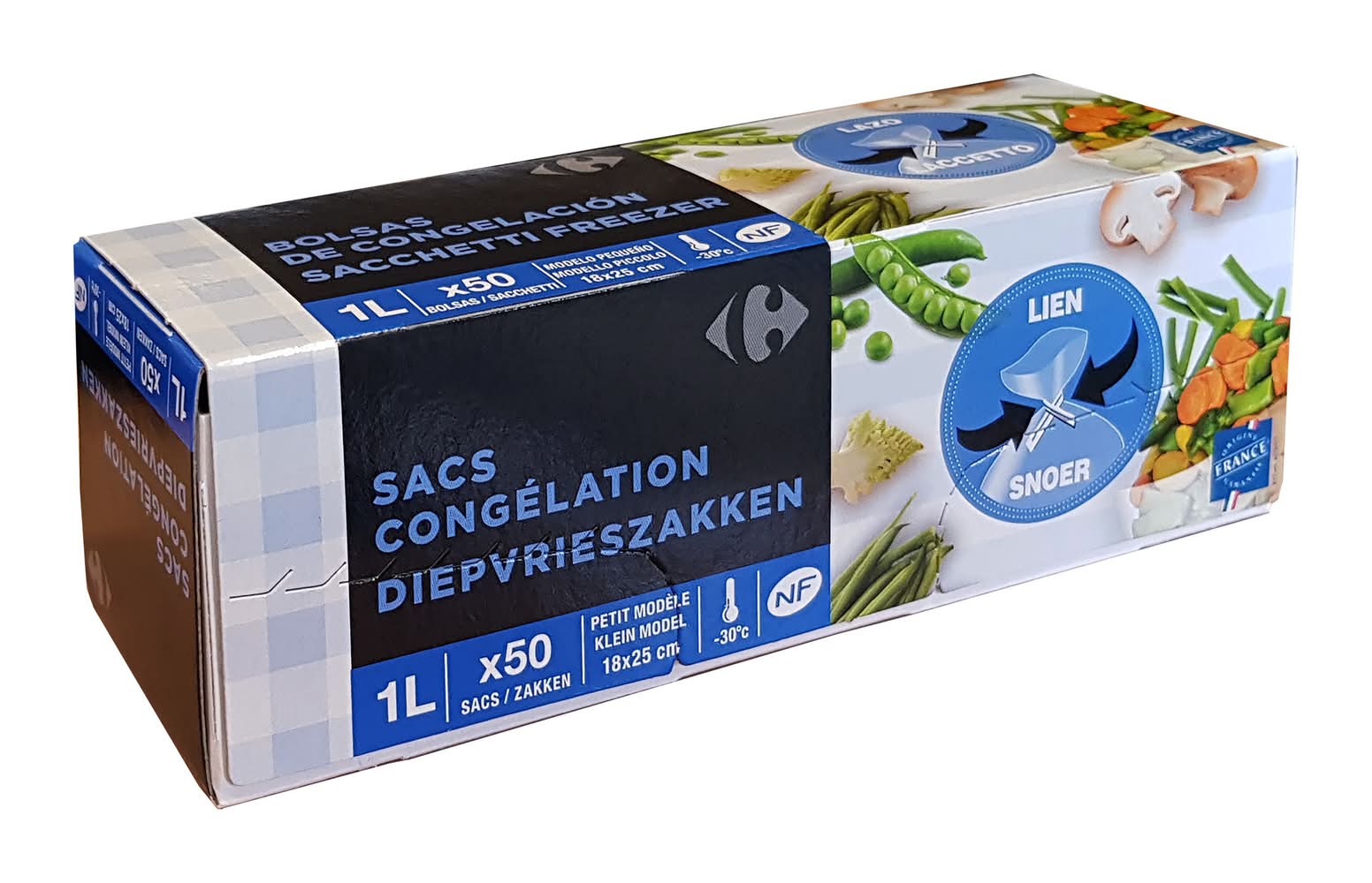Carrefour - Sacs congélation petit modèle 1l, 18 x 25 cm (50)