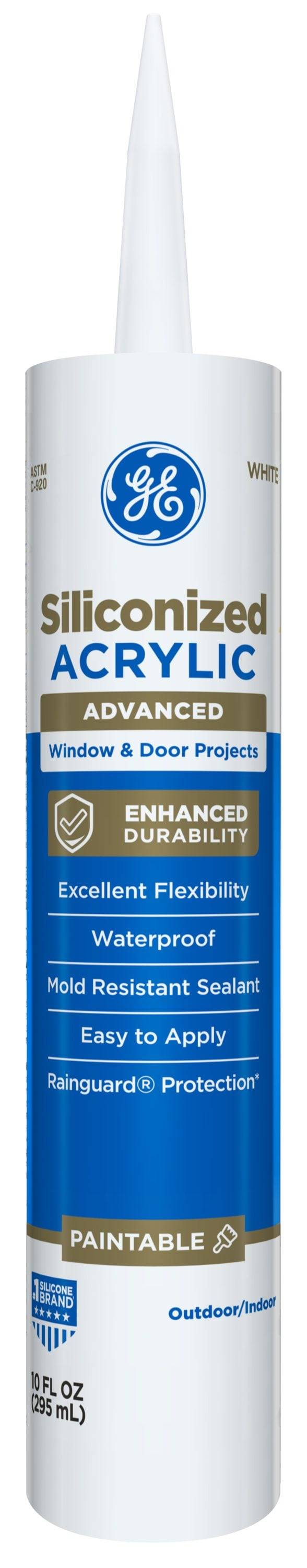 GE Advanced Siliconized Acrylic Windows, Doors, Ext 10.1-oz Window and Door White Paintable Latex Caulk | 2863841