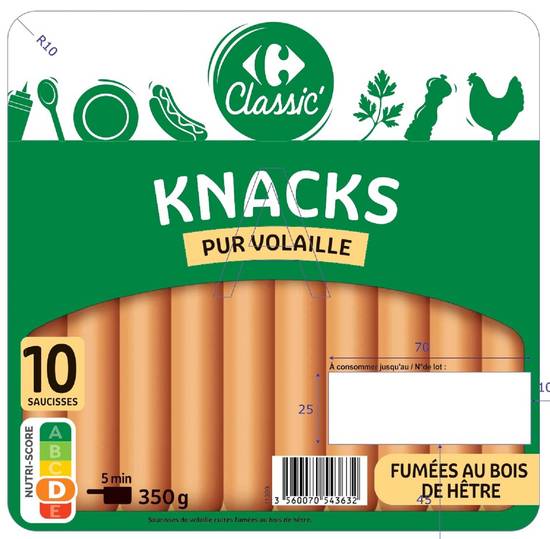 Carrefour Classic' - Knacks pur volaille (10 pièces)