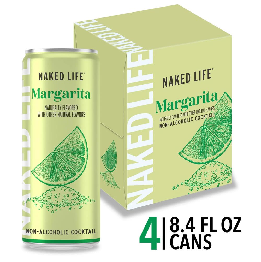 Naked Life Non-Alcoholic Cocktail Drinks, Margarita (4 x 8.4 fl oz)