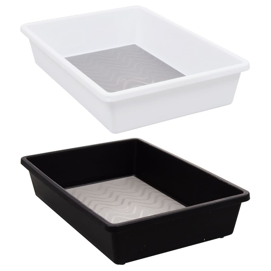 Essentials Drawer Organizers With Grip Bottoms, White-Black (2 ct)