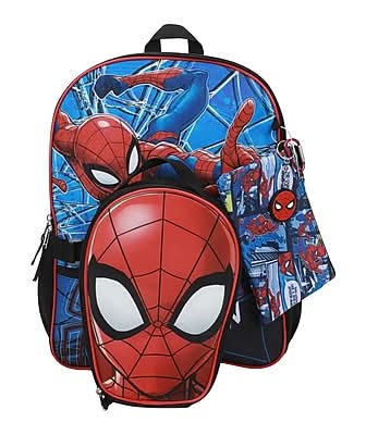 Bioworld Kids 5-Piece Spiderman Backpack, Large, Blue/Red (B1B7S3WUSMSB00)