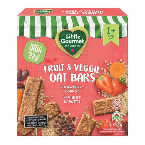 Little Gourmet Organic Fruit & Veggie Oat Bars Strawberry Carrot 90 g